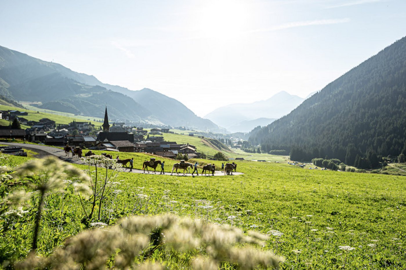 Bei bestem Wetter brachen die Säumer zu ihrer zweiten Etappe von Sedrun nach Andermatt auf.