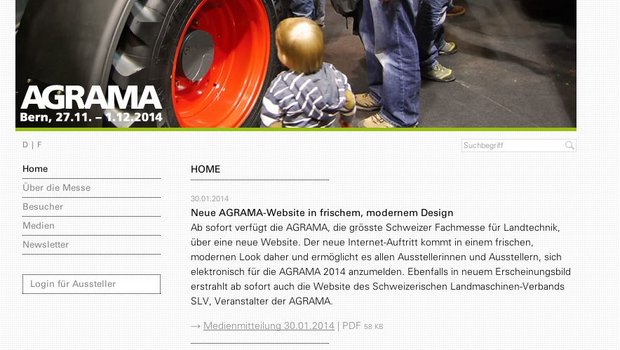 So präsentiert sich die neue Agrama-Webseite. (Bild: Screenshot www.agrama.ch)