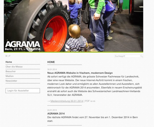 So präsentiert sich die neue Agrama-Webseite. (Bild: Screenshot www.agrama.ch)