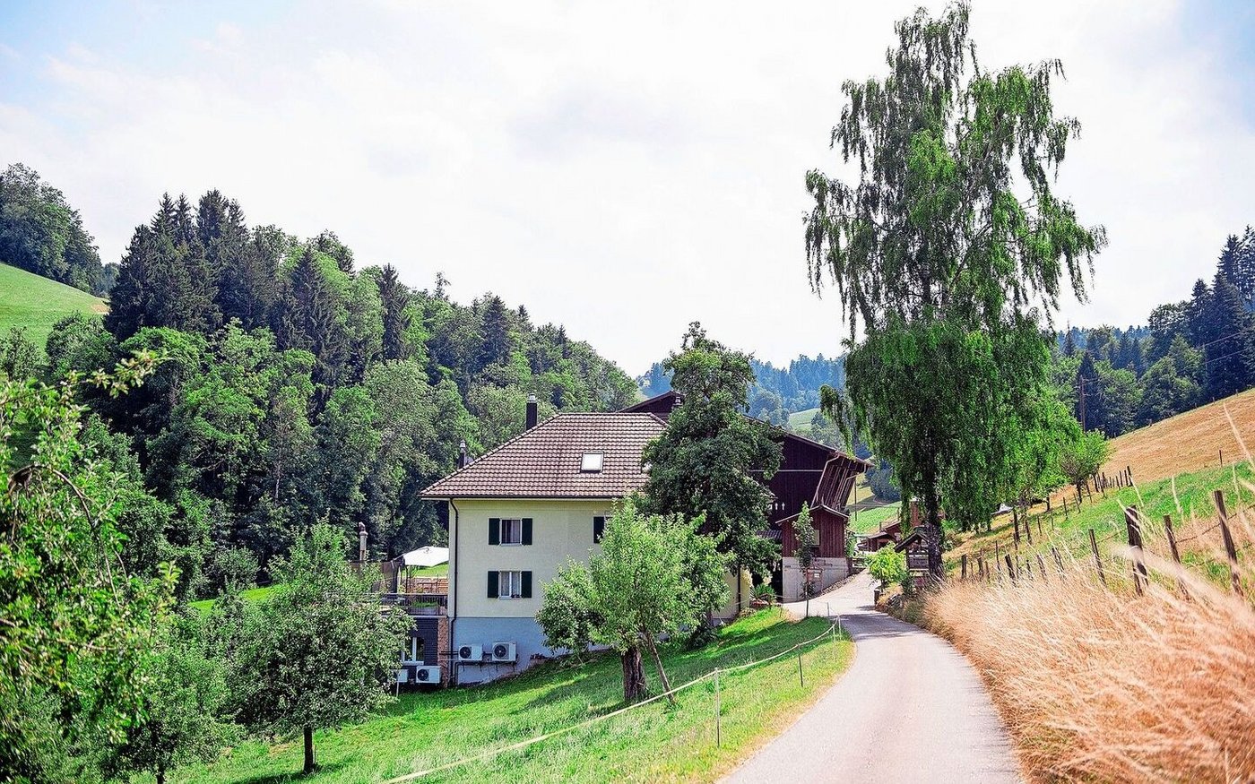 Der Betrieb «Pura Valle» liegt oberhalb von Ebersecken. Der neue Produktionsraum wurde links an das Wohnhaus angebaut.