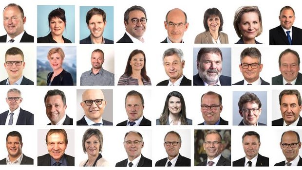 26 bäuerliche National- und sechs Ständeräte (rechts unten) bevölkern das Parlament ab 2019. (Fotomontage BauZ)