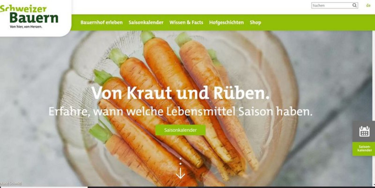 Unter anderem gibt es auf der neu gestalteten Website einen Saisonkalender. (Bild Screenshot landwirtschaft.ch)