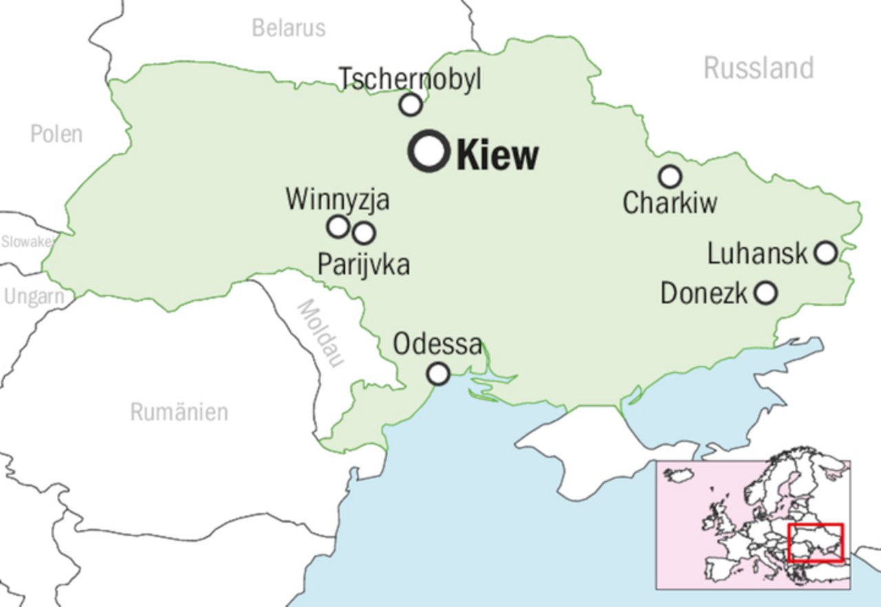 Die Milchfarm Zoloti Luky befindet sich im Dorf Parijvka, etwa220 Kilometer südwestlich von Kiew. 