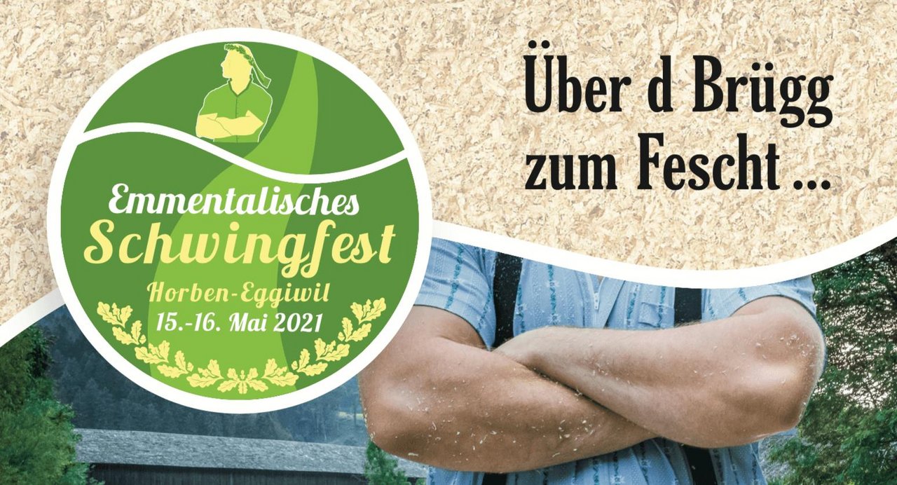 Das Logo des kommenden Emmentalischen Schwingfests zeugt die Emme und den Verlauf der Strasse samt Brücke zum Festgelände. (Bild zVg)