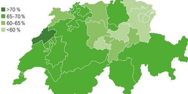 Der Kanton Neuenburg weist auf die Gesamtbevölkerung die schweizweit höchste Impfquote auf. Vor allem in  der Ostschweiz hat es noch Luft nach oben.  