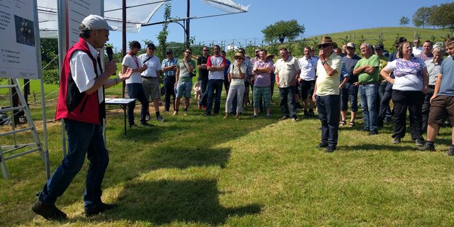 Othmar Eicher (l.) von der Liebegg gibt Tipps zur Minimierung der Schäden weiter. (Bild sbu)