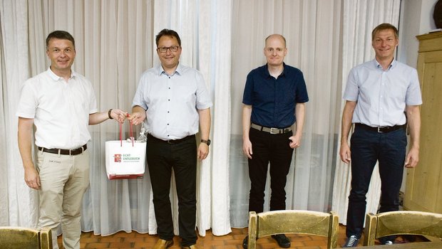 Einsatz für Echt-Entlebuch-Produkte (v. l. n. r.): Jan Arnet, Gastreferent Hardy Wey, René Epp und Thomas Röösli.(Bild sso)