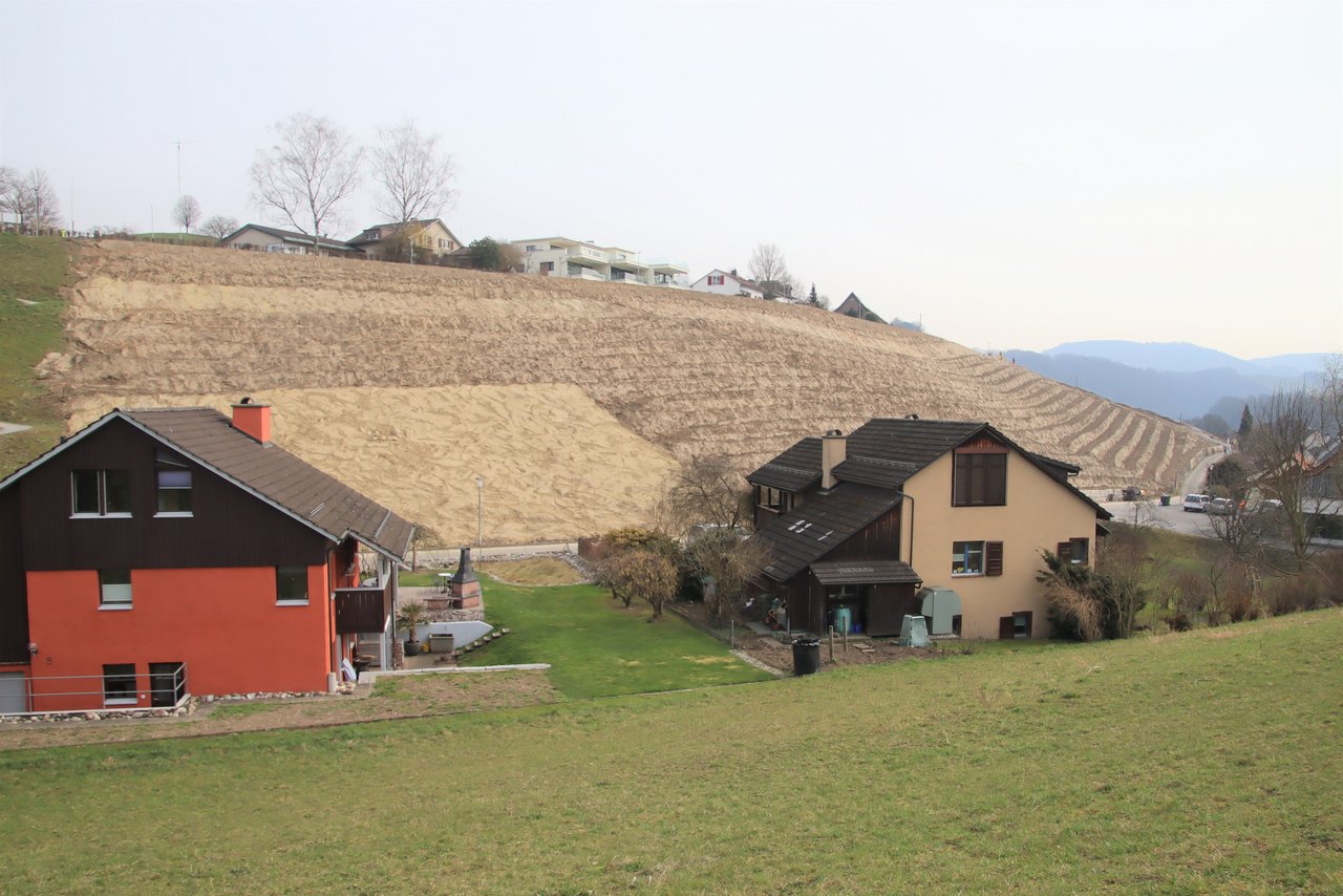 Im westlichen Teil des Rebberges in der «Dachselen» ist der Terrassenbau bereits abgeschlossen und auf der unterrassierten Fläche wird eine Magerwiese angelegt.(Bilder Roland Müller)