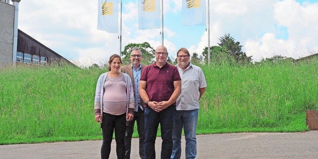 Referierten am Beef-Tag: Isabelle Gangnat, Stefan Muster und Stefan Seiler mit Roger Bolt vom Strickhof (v. l. n. r.). 