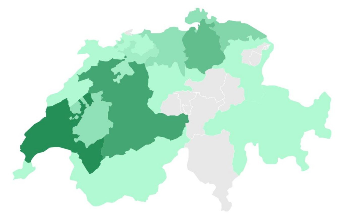 Anbaufläche in Hektaren, 2018 - je grüner desto grösser. (Grafik lid)