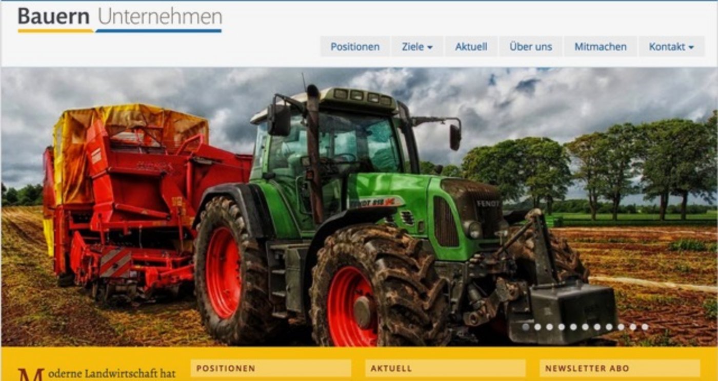Ein Blick auf die Webseite der neuen IG BauernUnternehmen. (Bild Screenshot bauern-unternehmen.ch)