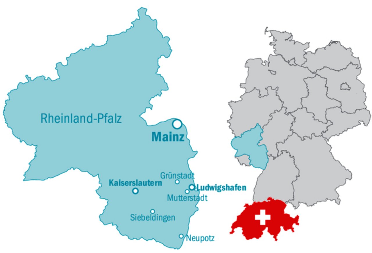 Die Pfalz ist Teil des Bundeslands Rheinland-Pfalz. Sie grenzt an diverse Bundesländer sowie Frankreich, Belgien und Luxemburg.