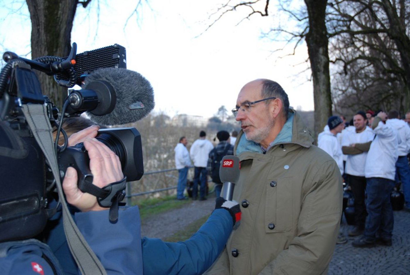 Auch das Medieninteresse war gross: Hier wird SBV-Direktor Jacques Bourgeois fürs SRF interviewt. 