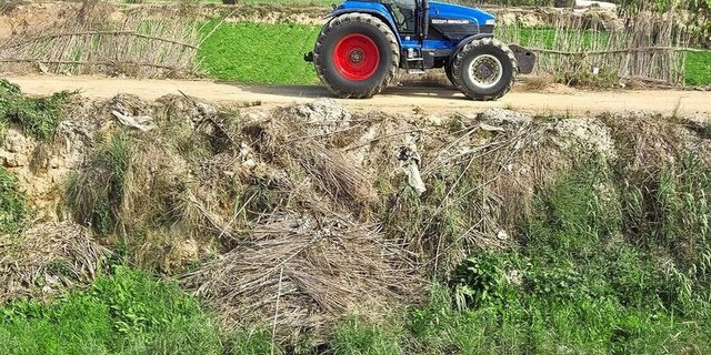 Einer der Nebenkanäle des Nils: Das Wasser ist milchig-weiss.