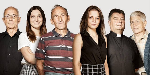 Die Nominierten für den Prix Courage 2019: Christian Marti, Iluska Grass, Markus Ramser, Robin Justine Schönbeck, Josef Karber, Gaby Igual. (Bild Beobachter)