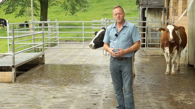 Video: Gülleansäuerung in der Praxis und wichtige Fragen zur Wirkung In Dänemark wird die Gülleansäuerung schon breitflächiger eingesetzt. In der Schweiz betreibt die Familie Niederberger im luzernischen Neuenkirch eine erste Pilotanlage. (Bild Screenshot Video Agridea)