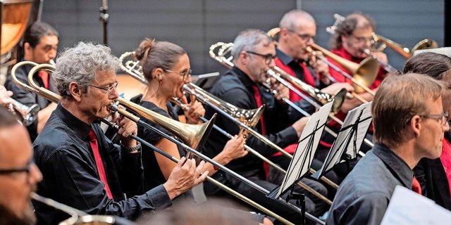 Agrarforscher und Posaunist Thomas Bucheli (2.v.l.) gehört zum Ensemble des Swiss Symphonic Wind Orchestras.