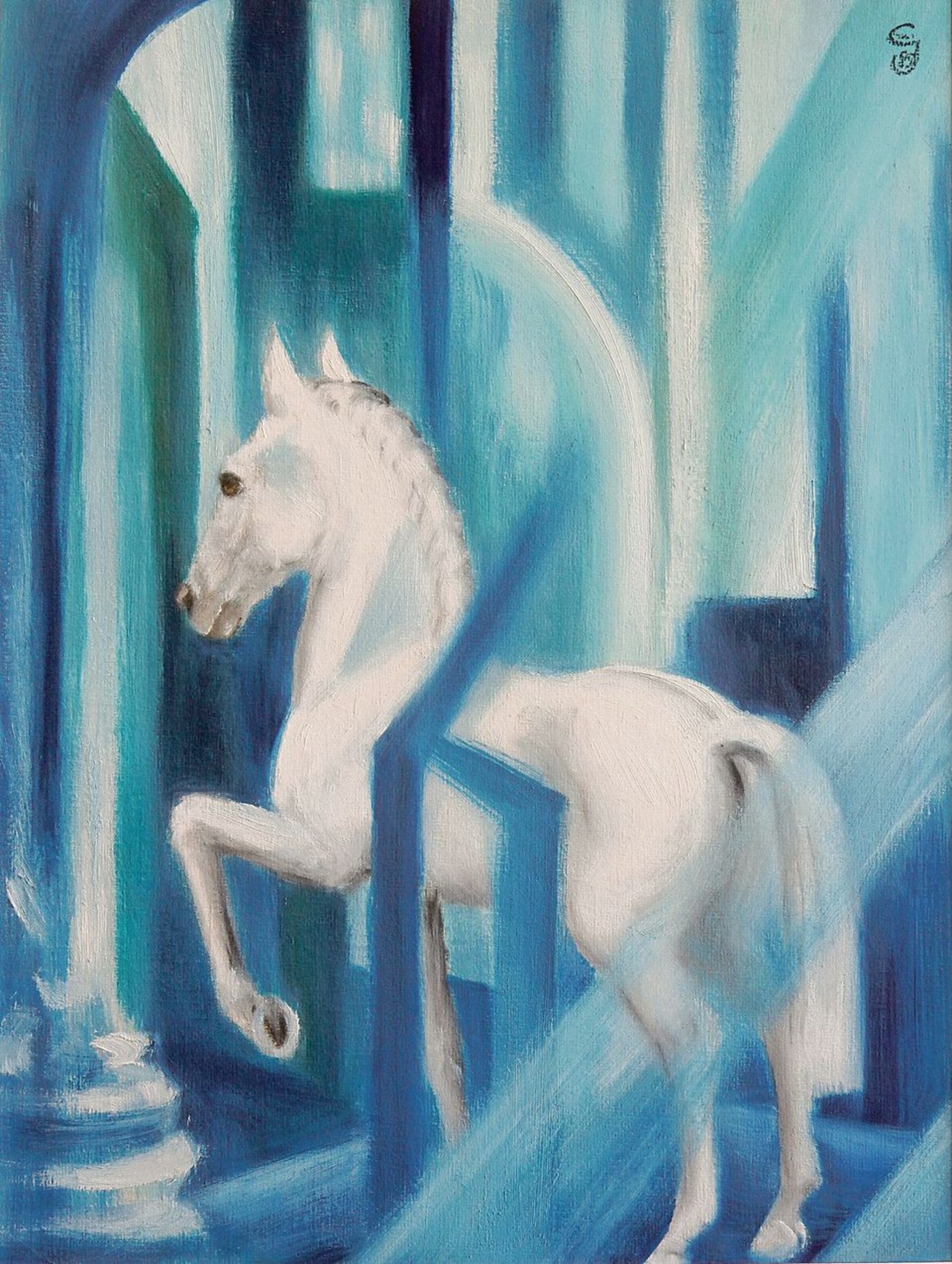 Es sei eine Homage an den Maler Franz Marc, sagt Eva Jaeckle zu diesem expressionistischen Gemälde.