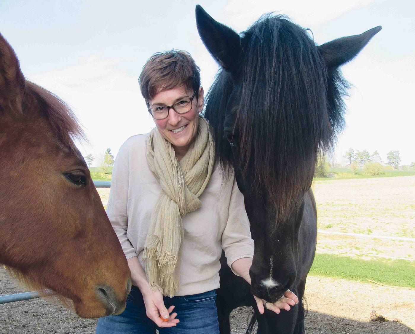 Nebst Hühnern, Kühen und Alpakas hält Familie Heiniger auch drei Pferde. Besonders das Wägeli-Fahren ermöglicht dem Paar gemeinsame Momente, welche sie sehr geniessen. (Bild Margret Rinderknecht)