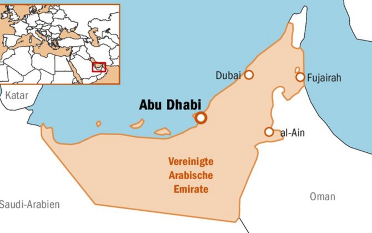 Die Vereinigten Arabischen Emirate liegen am Persischen Golf.