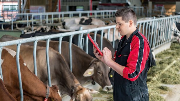 An der «Suisse Tier» demonstriert ein Agrotechniker die Möglichkeiten des Smart Farming. Bild: zVg