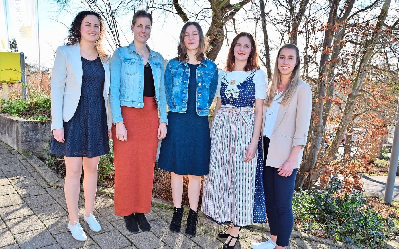 St. Gallerinnen: Sonja Keller aus Gossau, Sandra Hüppi aus Rüeterswil, Gisela Knellwolf aus Thal, Corina Kempter-Loser aus Oberbüren und Katja Bachofen aus Oberhelfenschwil (v.l.n.r.).