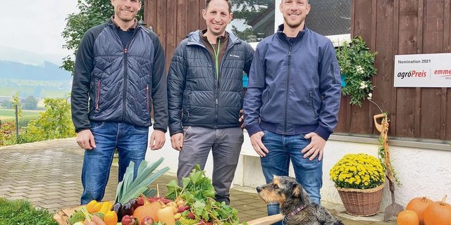 Sie haben die «Saisonbox» über Jahre hinweg aufgebaut (v. l. n. r.): Die beiden Geschäftsführer Matthias Ruoss und Markus Bernhardsgrütter sowie Softwareingenieur René Bernhardsgrütter.