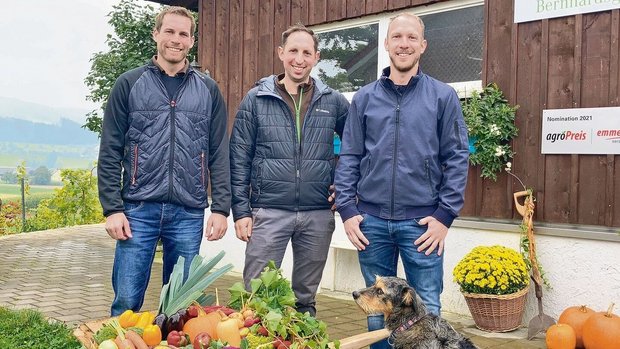 Sie haben die «Saiso Sie haben die «Saisonbox» über Jahre hinweg aufgebaut (v. l. n. r.): Die beiden Geschäftsführer Matthias Ruoss und Markus Bernhardsgrütter sowie Softwareingenieur René Bernhardsgrütter.