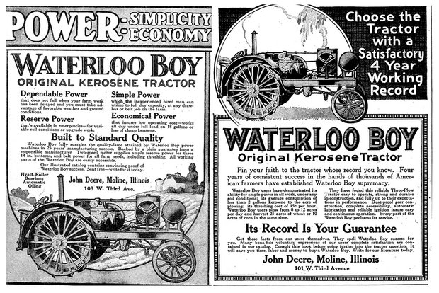 Werbung für den "Waterloo Boy", John Deeres ersten Traktor in Serienproduktion. (Bild Don O'Brien)