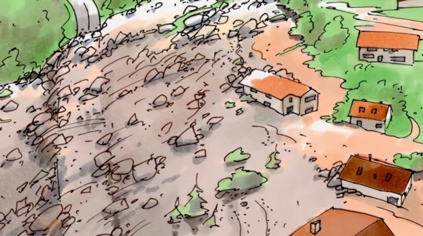 Das Erklärvideo des Bundes zum CO2-Gesetz beginnt mit diesem Bild – angesichts der Unwetter und Überschwemmungen in der Schweiz und Nachbarländern wirkt das sehr aktuell. (Bild Screenshot Video Bund)