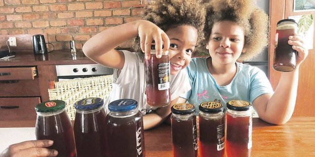 Ein Grund zur Freude: Die Bienen, die sich unter dem Terrassendach eingenistet haben, sind umgesiedelt worden. Familie Besson erntet leckeren Urwald-Honig. 