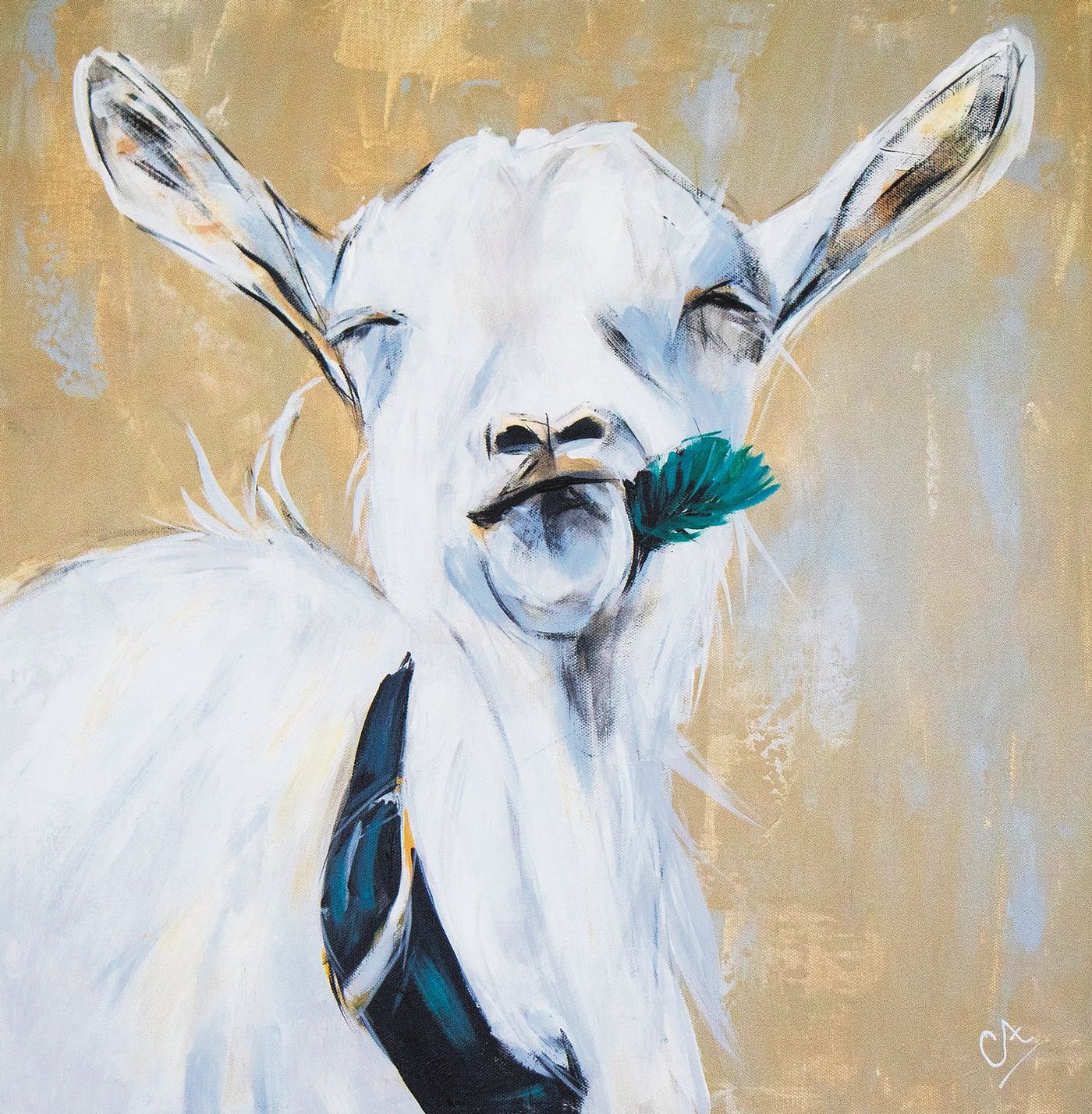 Eine Ziege, festgehalten von Anita Collenberg.