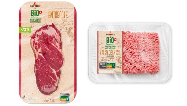 Tierwohl-Bewertung auf Fleischverpackungen bei Lidl Die Tiere, von denen dieses Hackfleisch stammt, wurden gemäss Bewertung des STS gut gehalten. Ausserdem sind die Produzenten des Fleischs kostendeckend abgegolten worden, verspricht das «A»-Rating. (Bild Lidl)