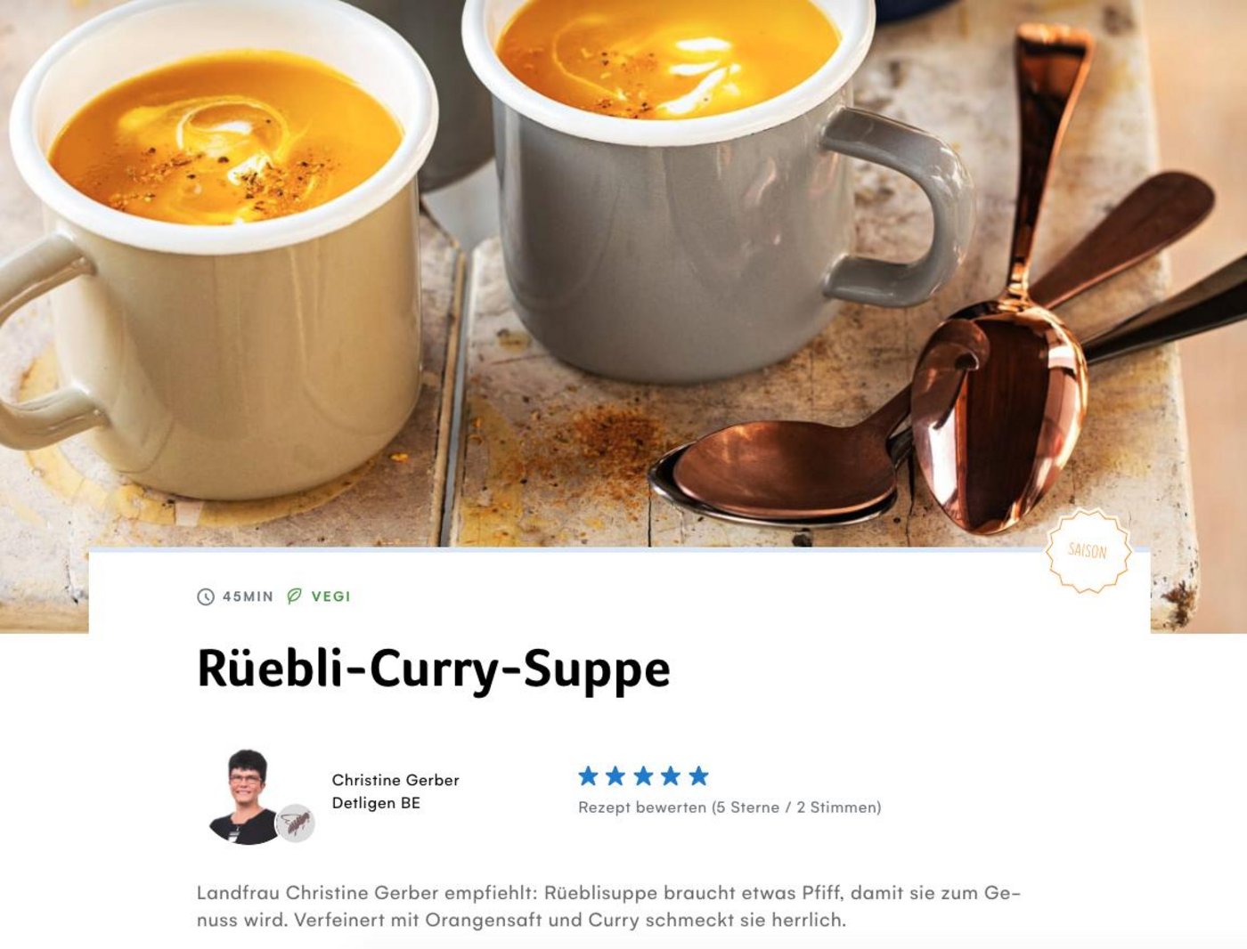 Unter den über 8000 Rezepten von Swissmilk gibt es neu auch Landfrauenrezepte. (Bild Screenshot swissmilk.ch)