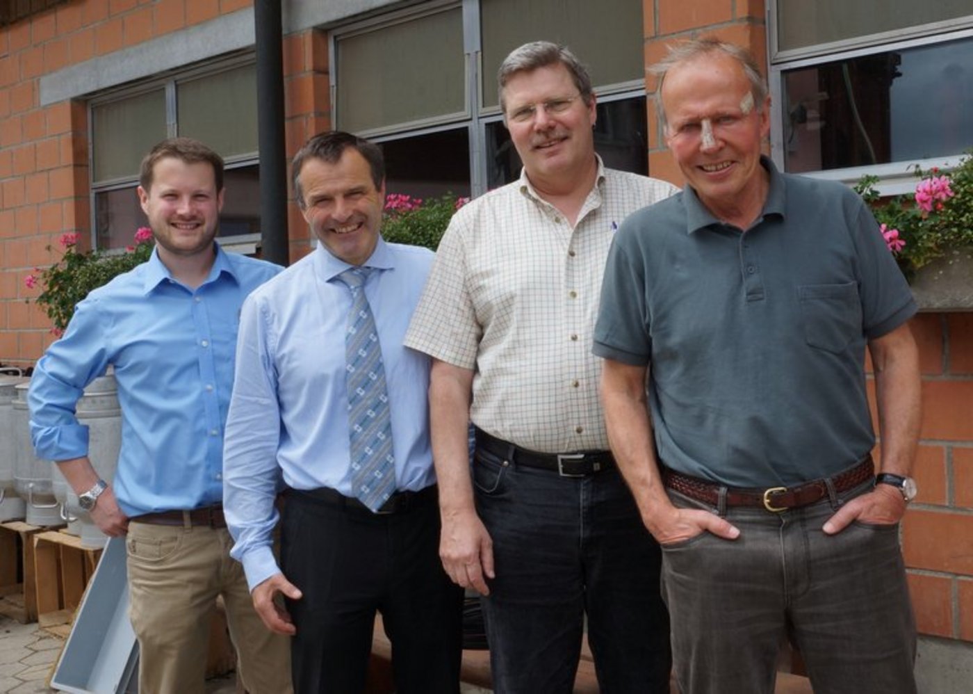 Lorenz Büchel, Geschäftsführer; Urs Schneider, zurücktretendes Vorstandsmitglied; Martin Brugger, neues Vorstandsmitglied; Rolf Gerber, Präsident. (Bild zvg/SBBG)