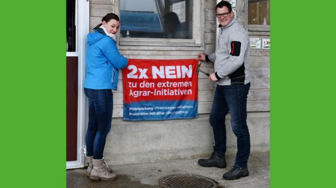 Anna Kreis vom VTL und Nationalrat Manuel Strupler sind an der Spitze des Thurgauer Komitees, das für ein zweifaches Nein zu den Pflanzenschutzinitiativen wirbt. (Bild Daniel Thür, VTL)