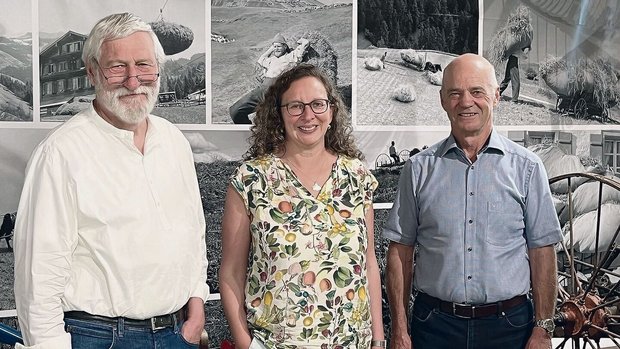 Max Eichenberger, Pr Max Eichenberger, Präsident Stiftung, Katrin Blassmann, Museums-Co-Leiterin, Walter Haas, Präsident Museumsverein (v. l. n. r.).