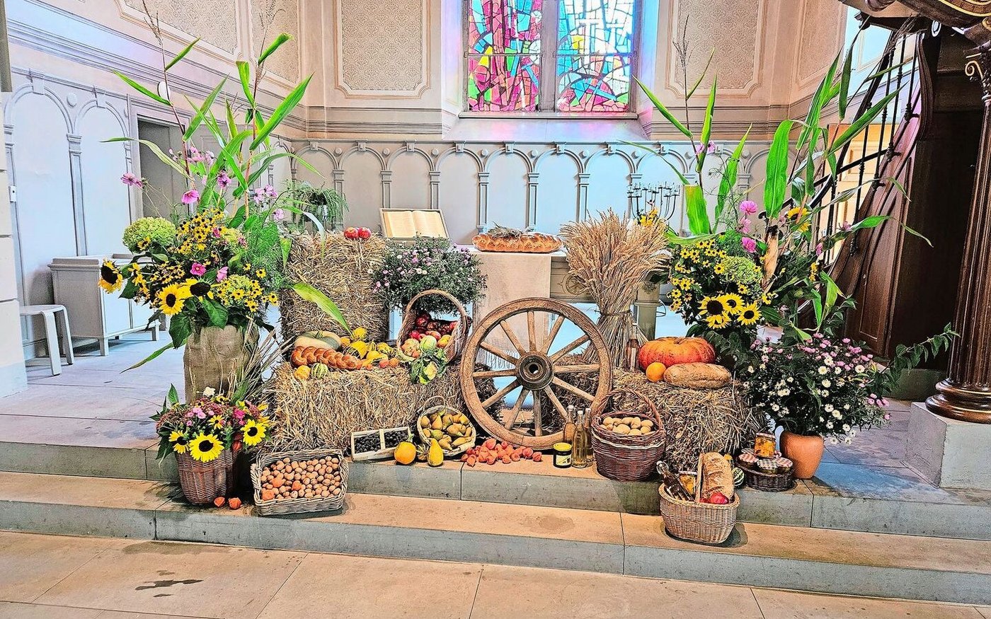 Die Schleitheimer Landfrauen sind zuständig für die Dekoration der reformierten Kirche für das Erntedankfest.