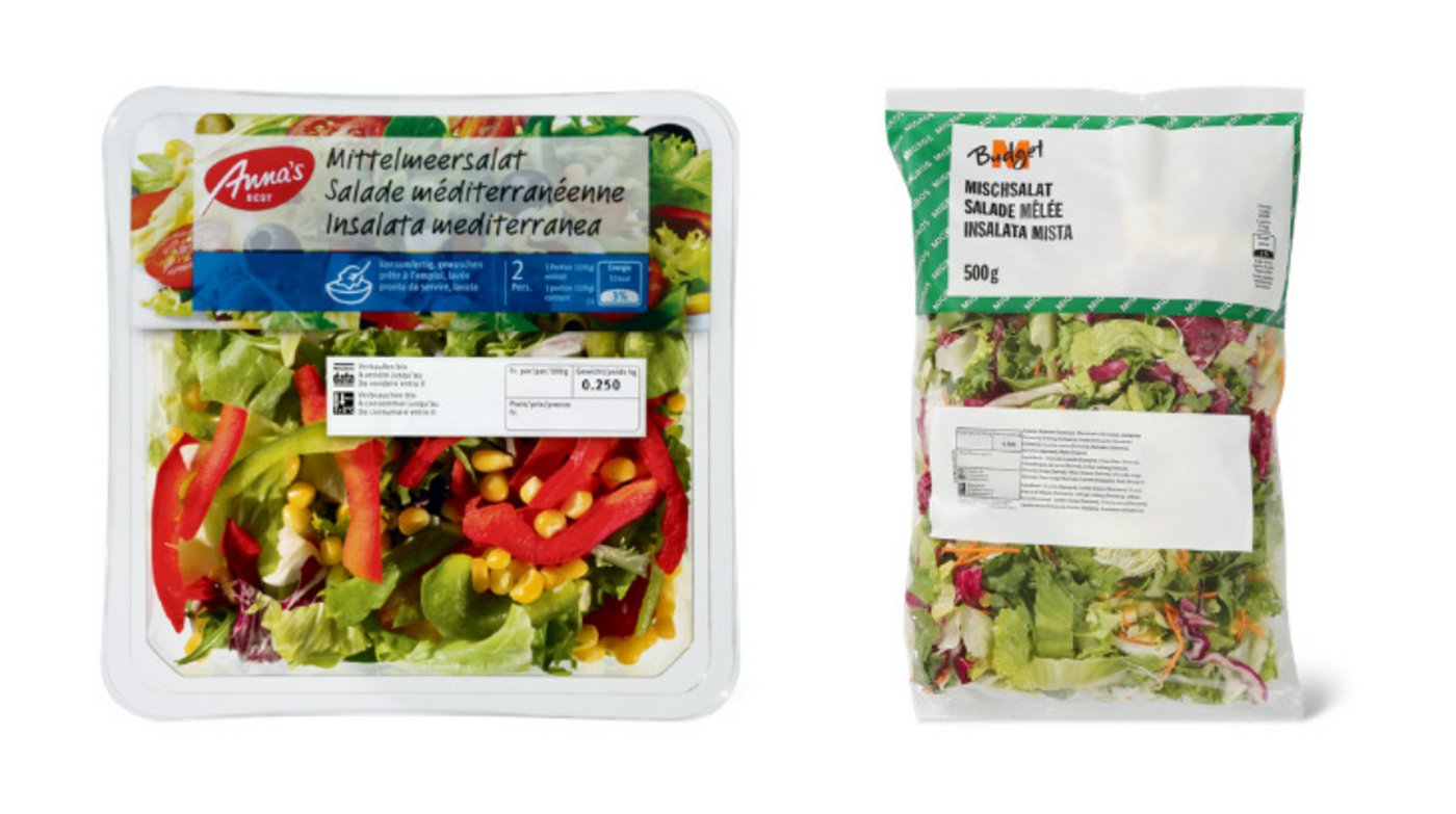 Migros musste insgesamt sieben Salate zurückrufen, darunter der Anna's Best Mittelmeer Salat und der M-Budget Mischsalat. (Bild Migros)