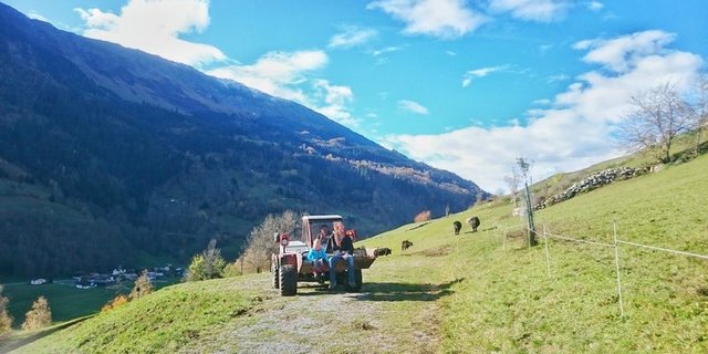 Klein und Gross packen für die Bergsolawi in Sumvitg (Graubünden) an. (Bild ly)