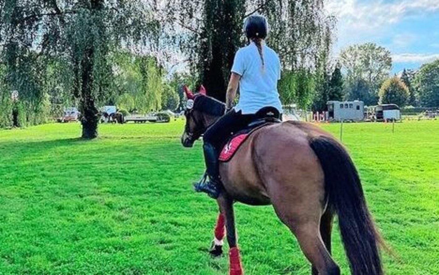 Regula Fürst mit ihrer Freiberger-Stute Samira auf dem Weg zum Gymkhana-Parcours.