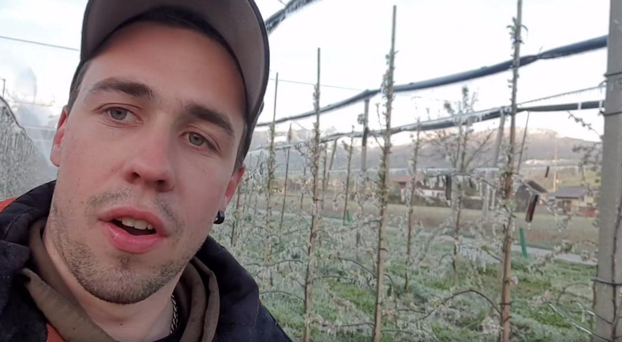 Marco Messerli schützt seine Kulturen für eine knackige Ernte, wie er im Video sagt. (Bild Screenshot Facebook Marco Messerli)