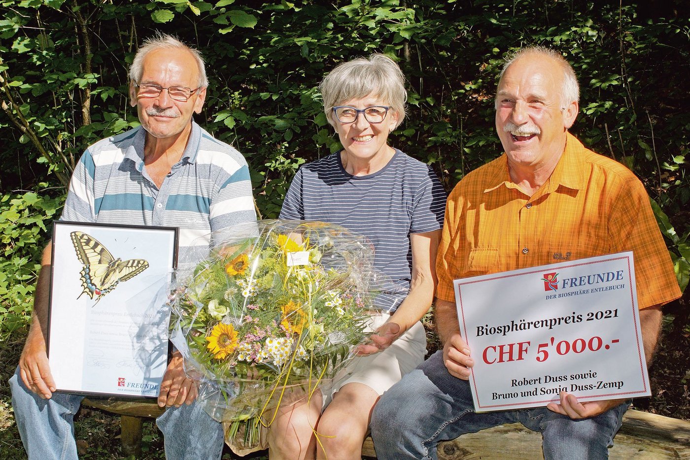 (V. l. n. r.) Die Preisträger Robert, Sonja und Bruno Duss. (Bilder Sandra Steffen-Odermatt)