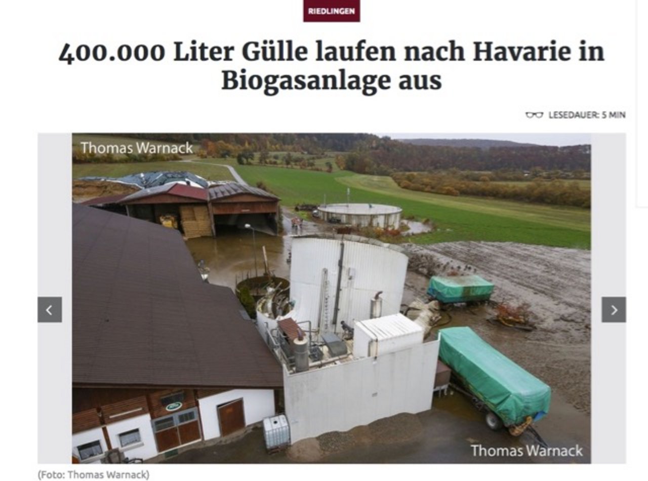 So berichtet die «Schwäbische Zeitung» über die Havarie. (Bild Screenshot schwaebische.de)