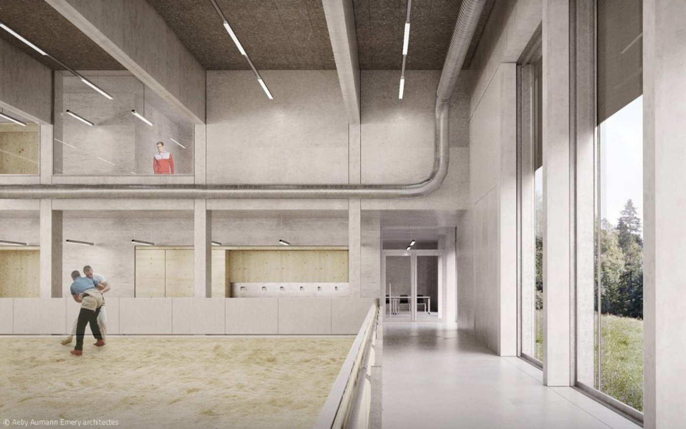 Das Konzept für den Neubau ist das Ergebnis eines Architektur-Wettbewerbs und fokussiert auf erneuerbare Ressourcen und eine nachhaltige Nutzung der Infrastruktur. (Bilder Aeby Aumann Emery)