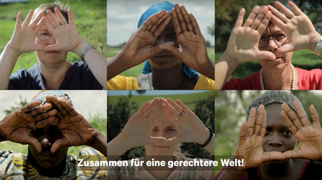 Bäuerinnen aus der Schweiz und Bäuerinnen weltweit zeigen sich solidarisch untereinander. Der Internationale Tag der Landfrau, am 15. Oktober, wurde genutzt, um gemeinsam auf fehlende Rechte aufmerksam zu machen. (Videostill Swissaid)
