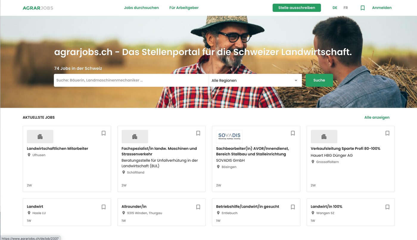 Das Stellenportal richtet sich an Betriebe, Unternehmen und Institutionen in der Landwirtschaft und angrenzenden Branchen. (Bild BauZ)