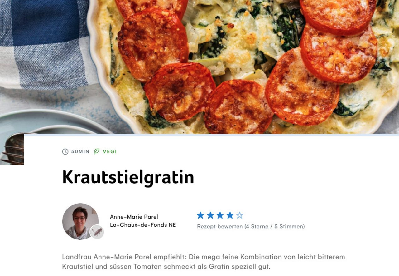 Es ist jeweils die Autorin mit einem passenden Tipp zum Rezept abgebildet. (Bild Screenshot swissmilk.ch)