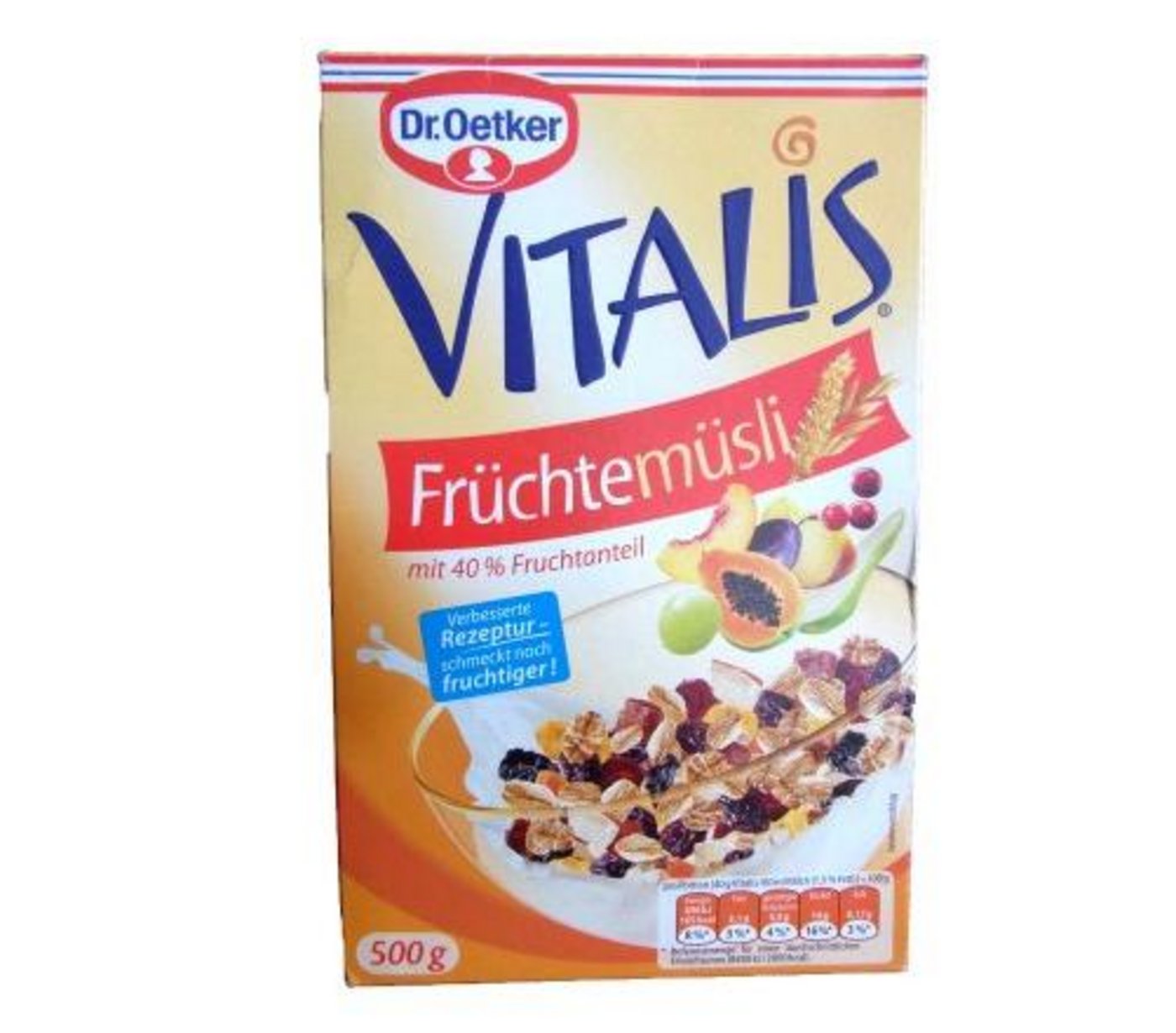 Das mit dem Negativpreis  «Mogelpackung des Jahres» «ausgezeichnete» Müsli von Dr. Oetker. (Bild Verbraucherzentrale Hamburg)