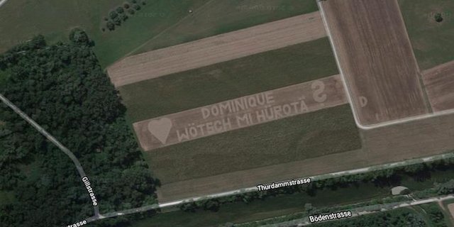 Der Heiratsantrag von Mario ist auf Google Earth zu sehen. (Bild Google Earth)